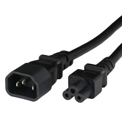 Power Cable, C14 to C5, 18/3, 10A/125V+2.5A/250V, 18awg, SJT Jacket, Black