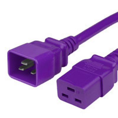 Power Cord, C20 to C19, 14/3 AWG, 20 Amp, 250V SJT Purple Jacket (both ends)