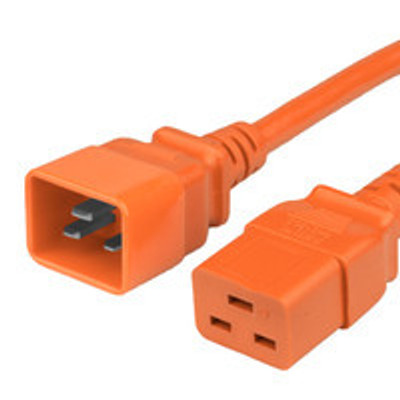 Power Cord, C20 to C19, 14/3 AWG, 20 Amp, 250V SJT Orange Jacket (both ends)