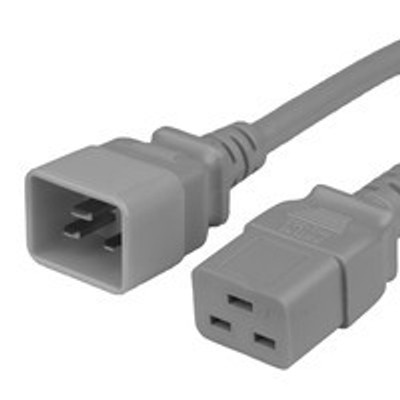 Power Cord, C20 to C19, 14/3 AWG, 20 Amp, 250V SJT Gray Jacket (both ends)