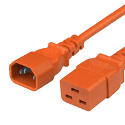 Power Cord, C14 to C19, 14/3 AWG, 15Amp, 250V SJT Jacket, Orange