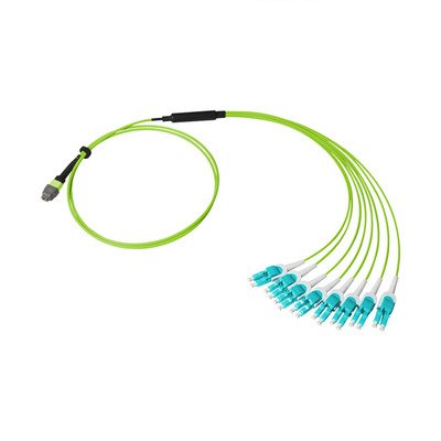 Breakout Cable, MTP® 16 Elite/APC to LC EZConn Uni-Boot, OM5 Multimode 50/125 Micron, 16 Fiber