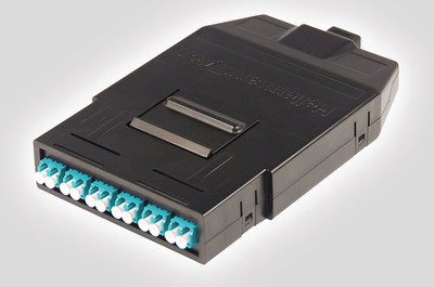 RapidNet Cassette, 12 Fiber, OM4, LC Front with 1 Rear MTP Connector RapidNet Cassette, 12 Fiber, OM4, LC Front with 1 Rear MTP Connector