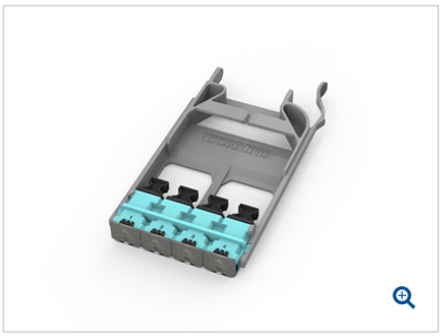 EDGE8® Adapter Panels, MTP® 32F, RPS, 4 port panel with 4 aqua adapter EDGE8® Adapter Panels, MTP® 32F, RPS, 4 port panel with 4 aqua adapter