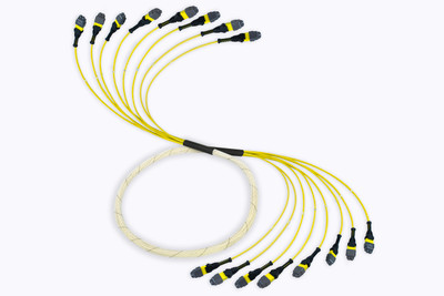 Fiber Cable, (8) MTPE/APC(F) - (8) MTPE/APC(F), 96 Fiber,9/125 OS2, Sleeved Indoor 3mm Microcore, ONFP Yellow Jacket Fiber Cable, (8) MTPE/APC(F) - (8) MTPE/APC(F), 96 Fiber,9/125 OS2, Sleeved Indoor 3mm Microcore, ONFP Yellow Jacket
