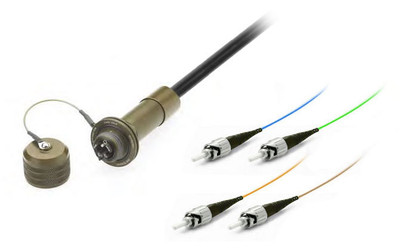 4 Channel COTS-83526 Jamnut Receptacle SRR to ST, 1.5 Meter, Multimode OM3 4 Channel COTS-83526 Jamnut Receptacle SRR to ST, 1.5 Meter, Multimode OM3