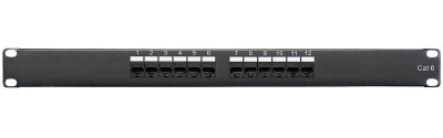 MP117HA128 - Cat6 Patch Panel, 12 port, RJ45 to 4PR 110 type, 568a/b, 1 RMS