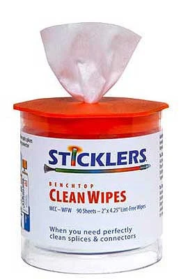 MCC-WFW - Sticklers MCC-WFW Benchtop CleanWipes, for Fiber Optics, 90/tub