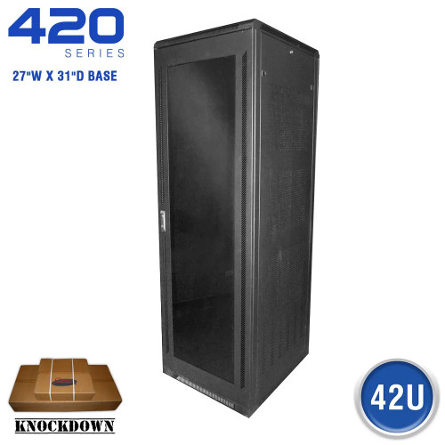 FE4219-42-02x - 420 Series, 42U, Floor Enclosure W/ Smoked Acrylic Door, full front