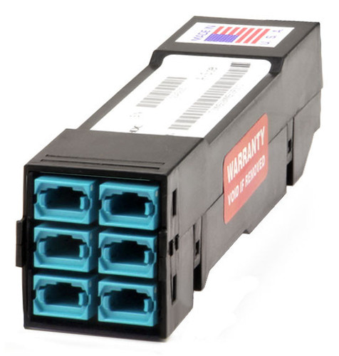 HDC-3MME608SE2M24 - HD8² Cassette, OM3, 6 Port MTP® Elite 8F (Male) Front to 2 Port MTP® Elite 24F (Male) Rear, Aqua, Straight