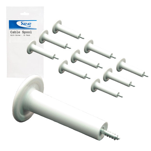 Cable Spool with Built-In Wood Screw, Wall-Mount Cable Organizer, 10-Pack, Durable Plastic