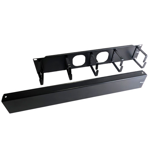 PANEL, CABLE MGMT METAL RING & COVER, 2U | 5 HORIZONTAL RINGS, BACK FEED-THROUGH HOLES, INCLUDES 4 RACK SCREWS