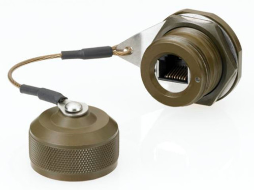 RJ-45 Jam-nut, Dust Cap, Non-Shielded, Sealed, Anodized