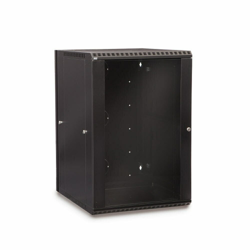 18U LINIER® Swing-Out Wall Mount Cabinet - Vented Door, angled front view