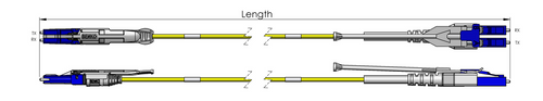 891218OS2D001MR2 - Fiber Patch Cable, CS-LC, UPC, Singlemode 9/125 Micron OS2 Fiber, Senko CS 54mm, Pull Tab, 2.0mm MicroDual OFNR Rated - connector dimensions