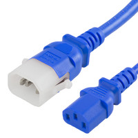 P-Lock Secure Locking Power Cord, C14 to C13, 18 AWG, 10Amp, 250V, SVT Jacket, Blue