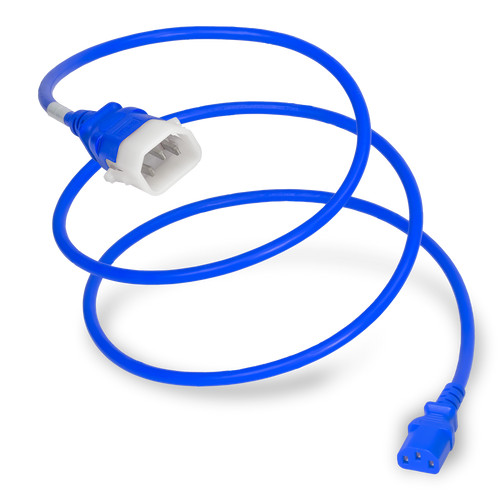 P-Lock Secure Locking Power Cord, C14 to C13, 18 AWG, 10Amp, 250V, SVT Jacket, Blue (Coiled)