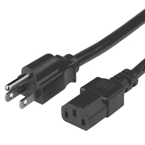 51513-H-012, Power Cord, NEMA, 5-15P, C13, 18/3, 15 Amp, 125V, SJT Jacket, Black, cable end view