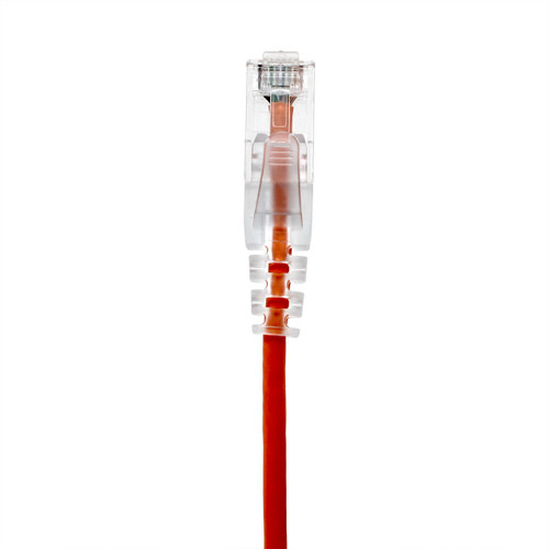 UL728-8006OR-CG - Cat6, 28AWG, Finger Boot, "Slim Jacket", Orange Jacket, vertical end view