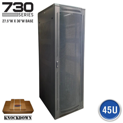 FE7319-45-02K - 730 Series, 45U, Floor Enclosure,  W/ Mesh Door – 27″W X 36″D
