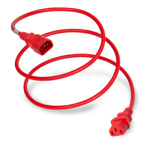 1413-F-012-RED - Power Cord, C14 to C13, 18/3 AWG, 10Amp, 250V SJT Red Jacket
