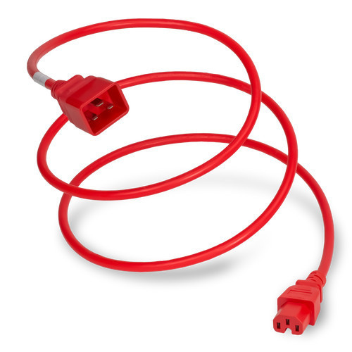 2015-H-024-RED - Power Cord, C20 to C15, 14/3 AWG, 15Amp, 250V SJT Red Jacket, coiled