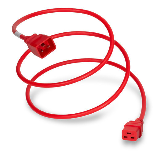 Power Cord, C20 to C19, 12/3 AWG, 20 Amp, 250V SJT Red Jacket