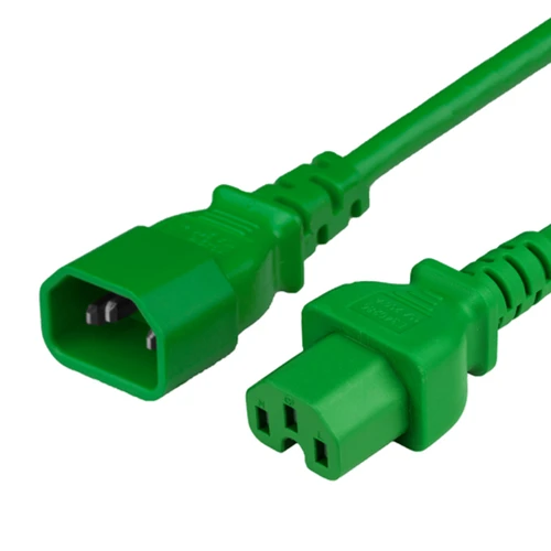 1415-H-012-GRN - Power Cable, C14 to C15, 14/3, 15A/250V, 14awg, SJT Jacket, Green, cord ends