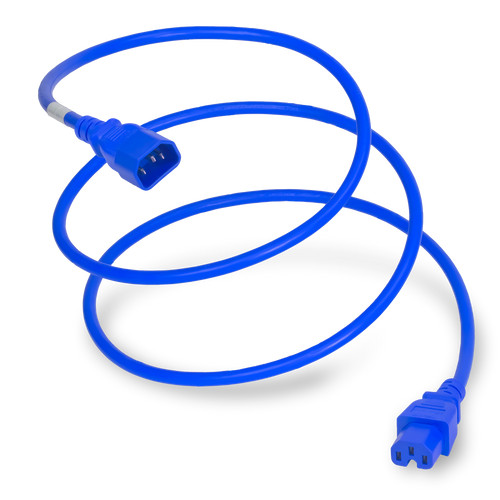 1415-G-060-BLU - Power Cable, C14 to C15, 16/3, 13Amp, 250V, SJT Jacket, Blue, coiled cord