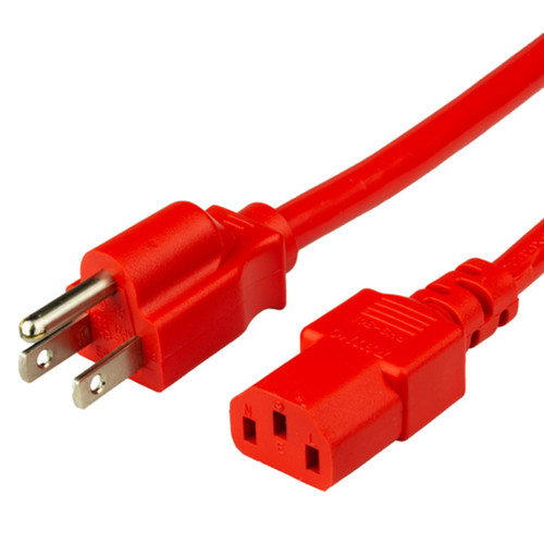 51513-H-012-RED - Power Cord, NEMA, 5-15P, C13, 14/3, 15 Amp, 125V, SJT Jacket, Red
