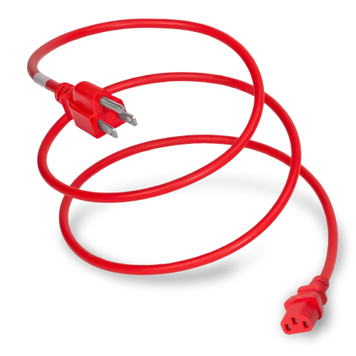 51513-F-012-RED - Power Cord, NEMA, 5-15P, C13, 18/3, 10Amp, 125V, SJT Jacket , Red Jacket, (Coiled cord)