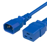 1419-H-012-BLU - Power Cord, C14 to C19, 14/3 AWG, 15Amp, 250V SJT Jacket, Blue, cord ends