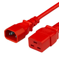1419-H-012-RED - Power Cord, C14 to C19, 14/3 AWG, 15Amp, 250V SJT Jacket, Red, cord ends