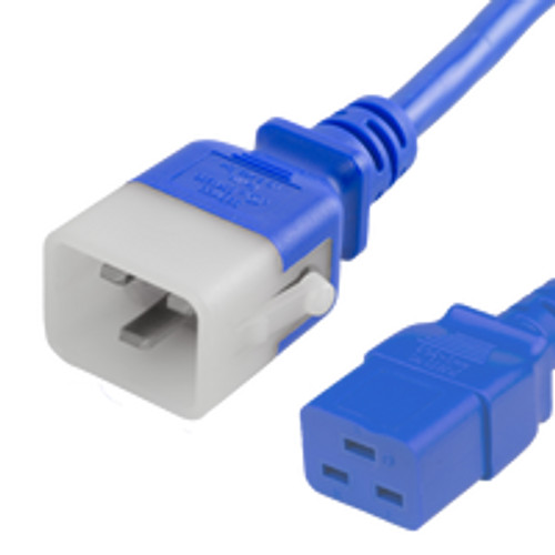 P-Lock Secure Locking Power Cord, C20 (P-Lock) to C19, 12/3 SJT, 20 Amp, 250V, SJT Jacket, Blue