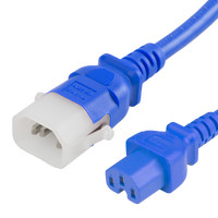 14K15-H-012-BLU - Blue P-Lock C14 to C15 Locking Power Cord | 14 AWG, 15A, 250V, cord ends
