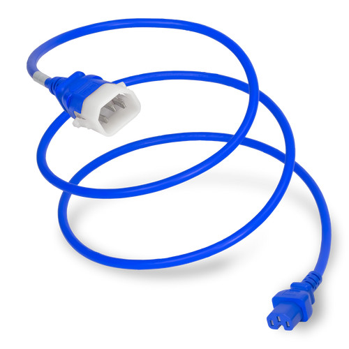 14K15-H-012-BLU - Blue P-Lock C14 to C15 Locking Power Cord | 14 AWG, 15A, 250V, (Coiled cord)