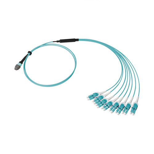 Breakout Cable, MTP® 16 Elite/APC to LC EZConn Uni-Boot, OM3 Multimode 50/125 Micron, 16 Fiber