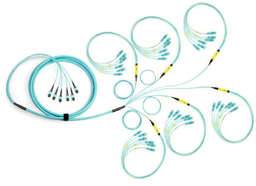 Made In the USA - 144 Strand, OM3, MTP Elite Fiber Optic Trunk Cable, MTPE - LC Duplex, Multimode 50/125 (12 X 12 MTP)