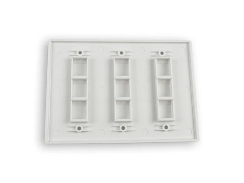 9P3G-WH - Classic Faceplate with 9 Ports for EZ®/HD Style in Triple Gang, back in white