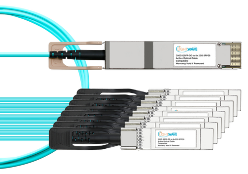 Arista Compatible- 200GBASE, QSFP-DD to (8) 25G SFP28  Active Optical Cables (AOC)