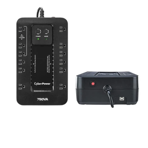 EC750GTAA provides battery backup (using simulated sine wave output) and surge protection, rear view