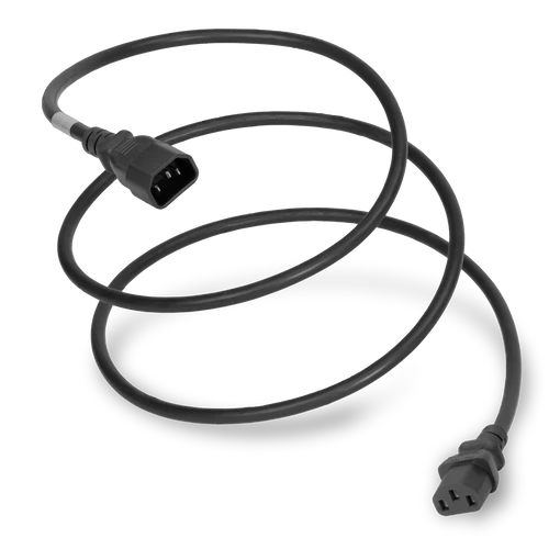 1413-H-012-RED - Power Cord, C14 to C13, 14/3 AWG, 15Amp, 250V SJT Black Jacket (Coiled)