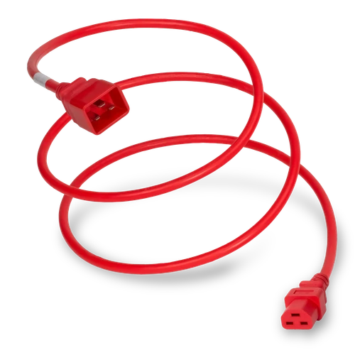 Red High Temp IEC320 C20 to IEC320 C21 20A 250V