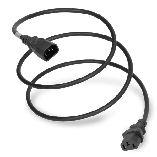 1413-SVT-xxx - Power Cord, C14 to C13, 18/3 AWG, 10Amp, 250V SVT Jacket, Black (Coiled)