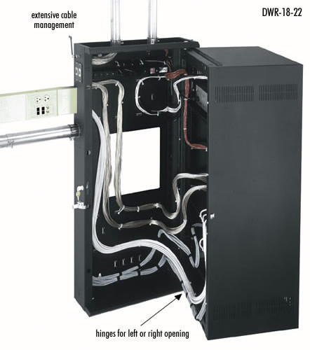 DWR Series Pivoting Wall Rack (w/Plexiglass Door)- 21RU and 17 Inch Deep