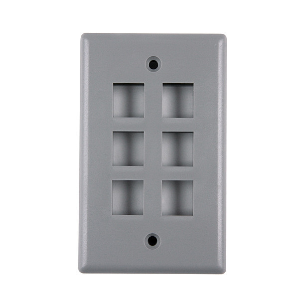 Single Gang Faceplate, Standard Style with Six Ports