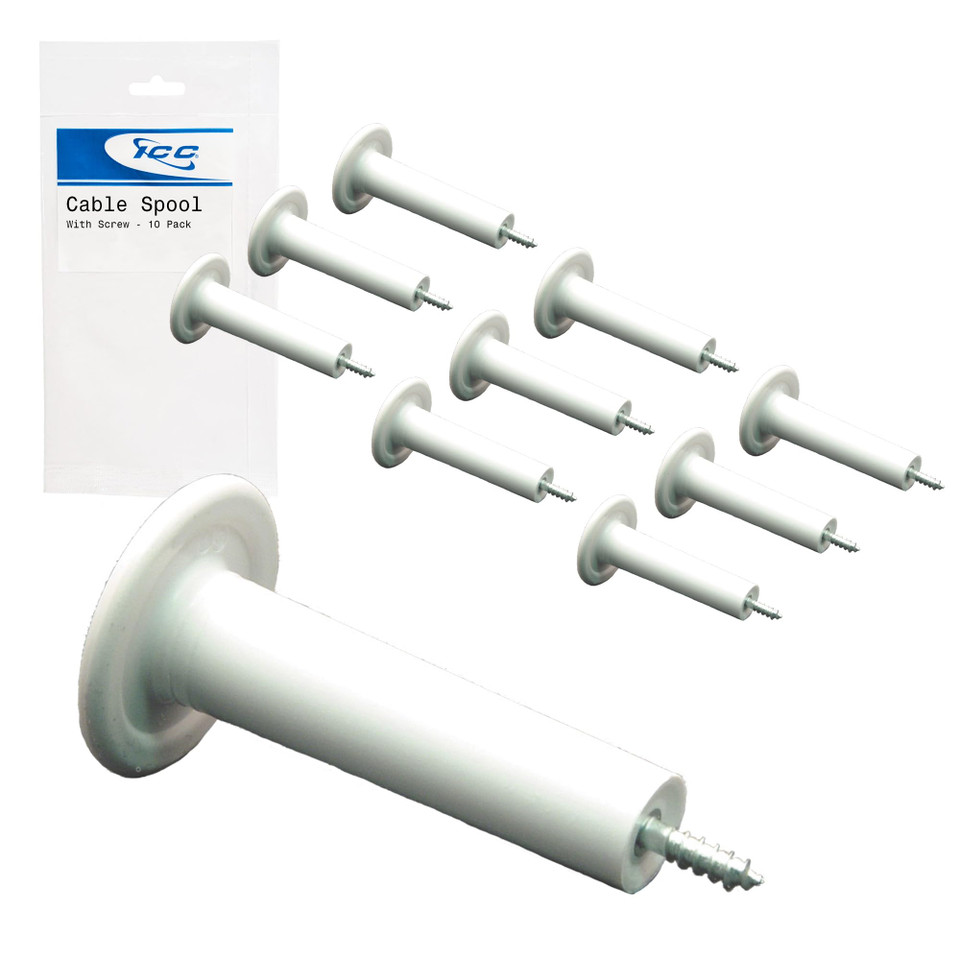 Cable Spool with Built-In Wood Screw, Wall-Mount Cable Organizer, 10-Pack, Durable Plastic
