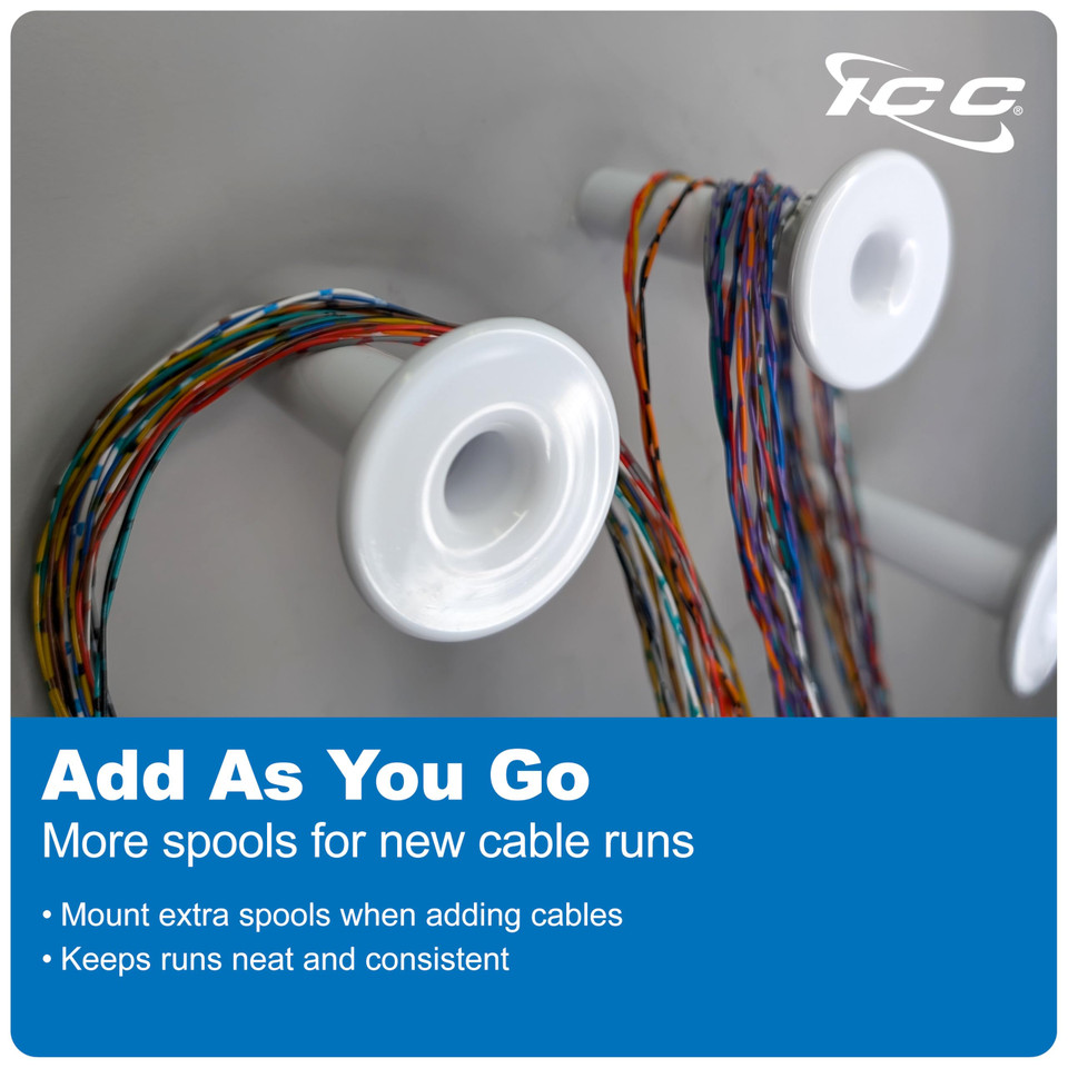 Cable Spool with Built-In Wood Screw, Wall-Mount Cable Organizer, 10-Pack, Durable Plastic