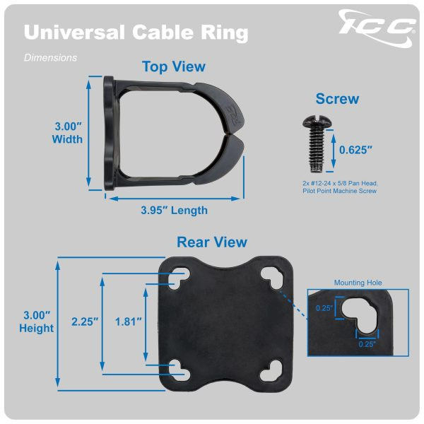 3” Plastic Cable Management Ring, Vertical/Horizontal, Rack or Wall Mount, Pack of 1 – Cable Organizer for Network Racks and Structured Cabling