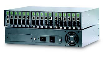 KC-1300-2A - Web-based, SNMP, Telnet, 16-port Conversion Center Chassis. 2 A/C power